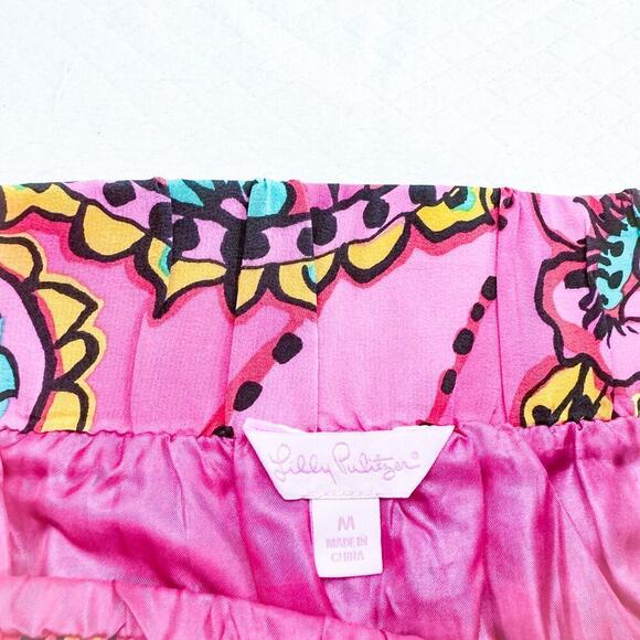 Lilly Pulitzer Pink Flower Printed Wrapped Front Skirt Size M - Picture 4 of 5